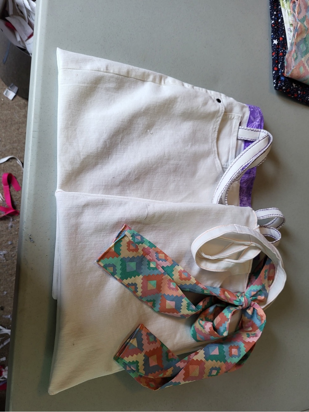 Handmade Jean tote bag ribbon strap